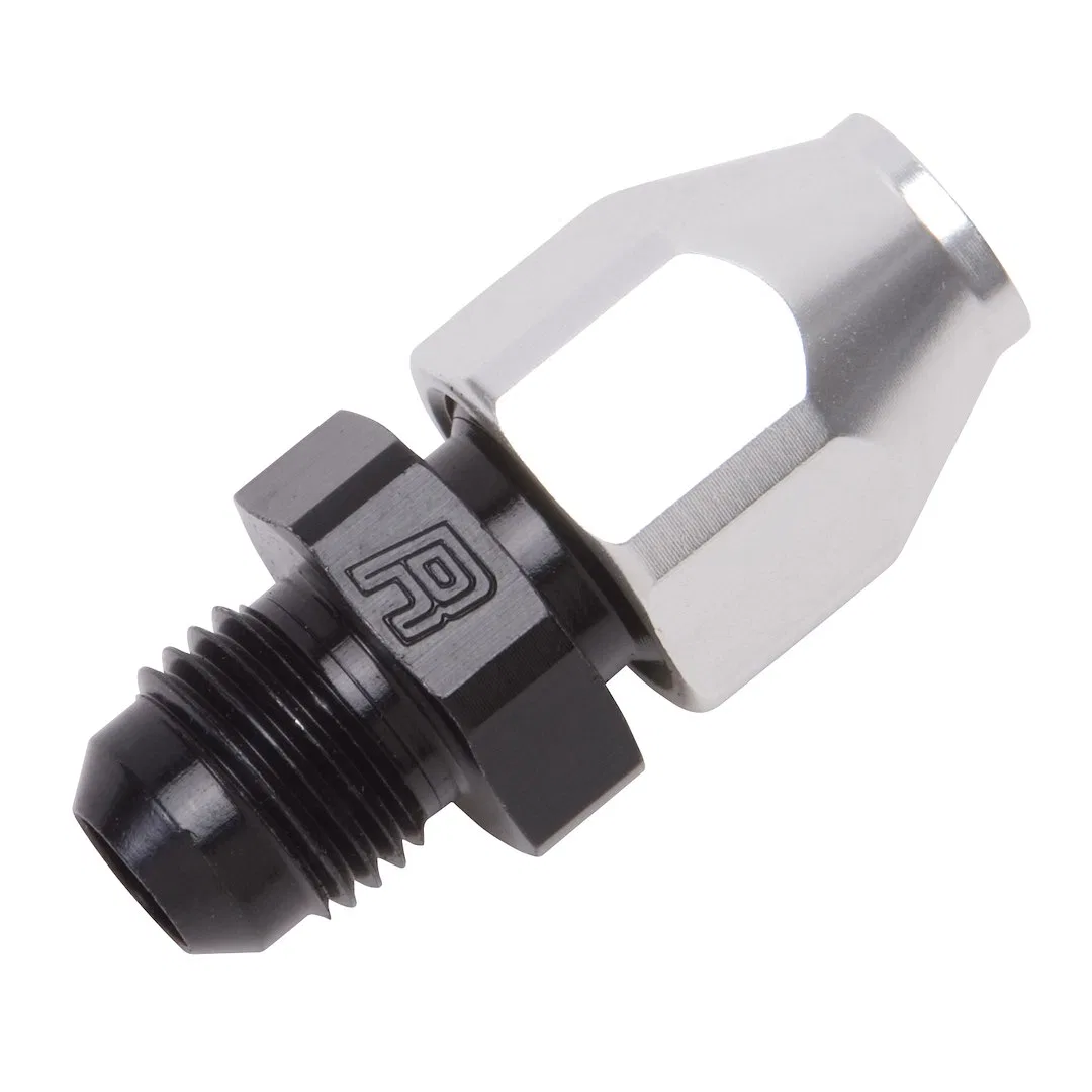 639213 – RUSSELL/EDEL Tube End Fitting, 6AN Male 37 Degrees To 3/8 Inch Tube Straight Anodized Black/ Silver Aluminum...